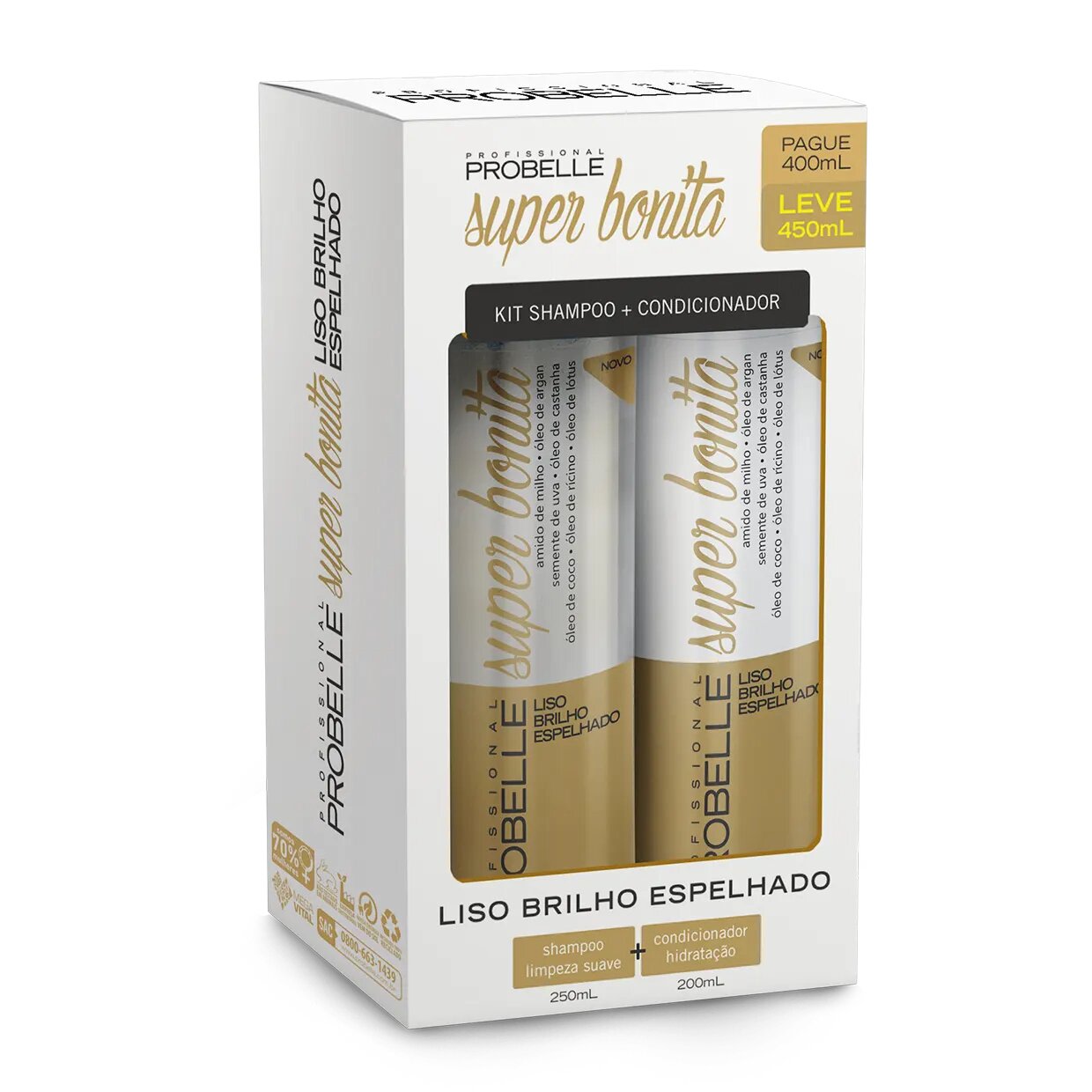 LISO BRILLO ESPEJADO – KIT SHAMPOO Y ACONDICIONADOR 250ML + 200ML